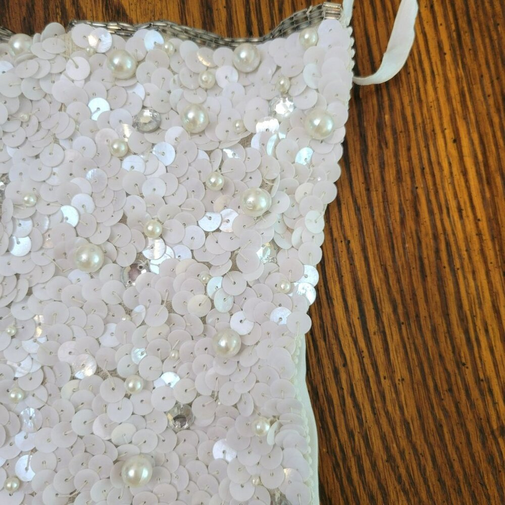 Vintage Saks Fifth Avenue Couture Pearl & Sequin Beaded Strapless Bustier Corset - Picture 11 of 16